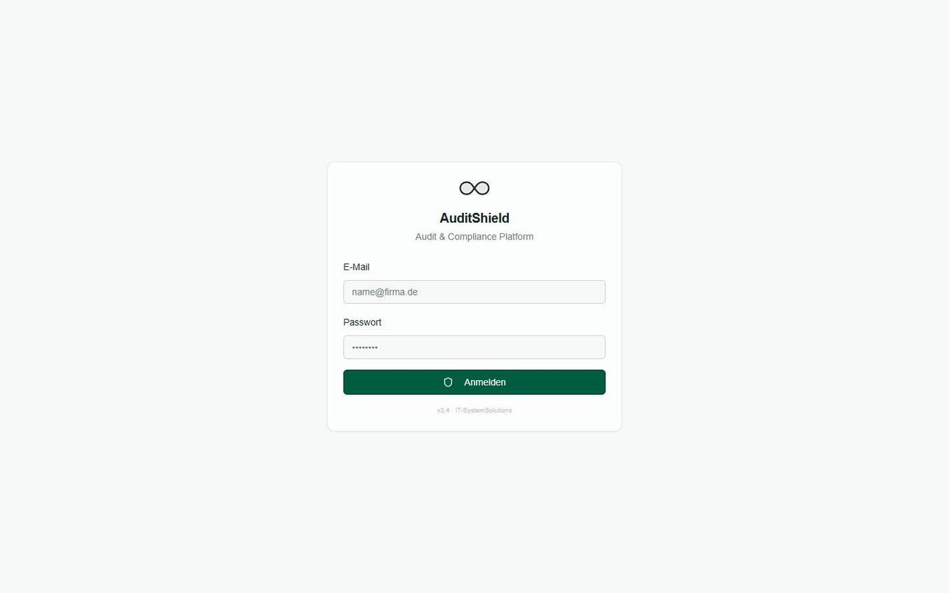 AuditShield Login-Bildschirm